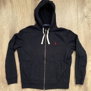 Polo Ralph Lauren Fleece Full-Zip Hoodie Sweatshirt - Black - Large
